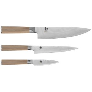 Shun Classic Blonde 3 Piece Starter Set, Chef's Knife, Paring Knife, Utility Knife
