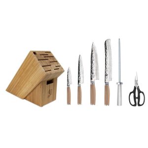Shun Premier Blonde 7-Piece Essential Knife Block Set with Bamboo Block