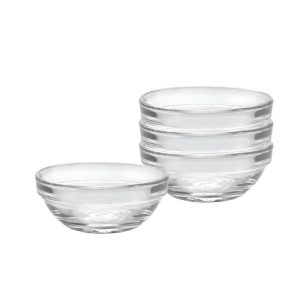 Duralex Made In France Lys Stackable Glass Bowl, Set of 4, 1-ounce, 2.375-Inch
