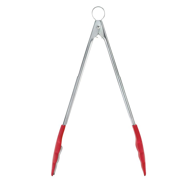 Cuisipro 12 Inch Tongs With Teeth, Red