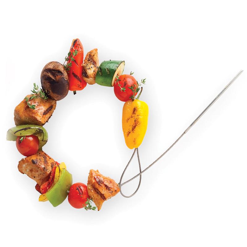 Fire Wire Flexible BBQ Grill Skewers Set 2 Stainless Steel Cable Kabob Grilling