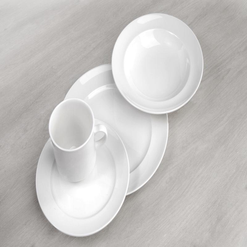 Fortessa Cassia Fortaluxe SuperWhite Vitrified China Dinnerware, 16-Piece Place Setting, Service for 4