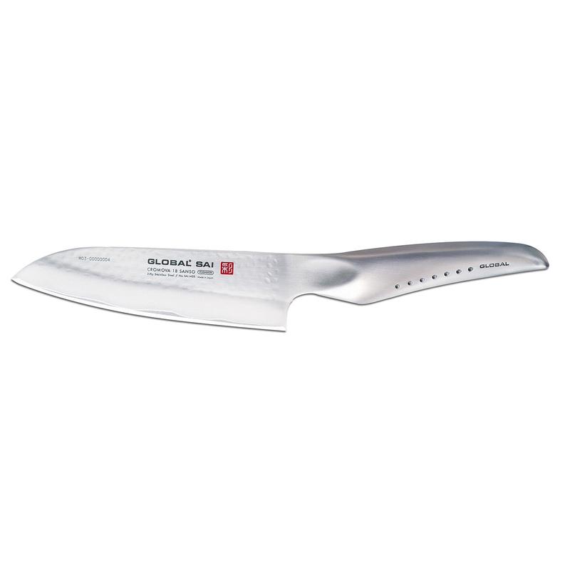 Global SAI-M03 5 Inch Santoku Knife, Silver