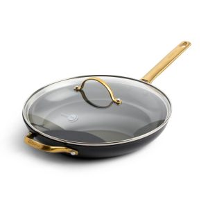 Greenpan Padova Reserve 12-Inch Frypan with Helper Handle & Lid, Black