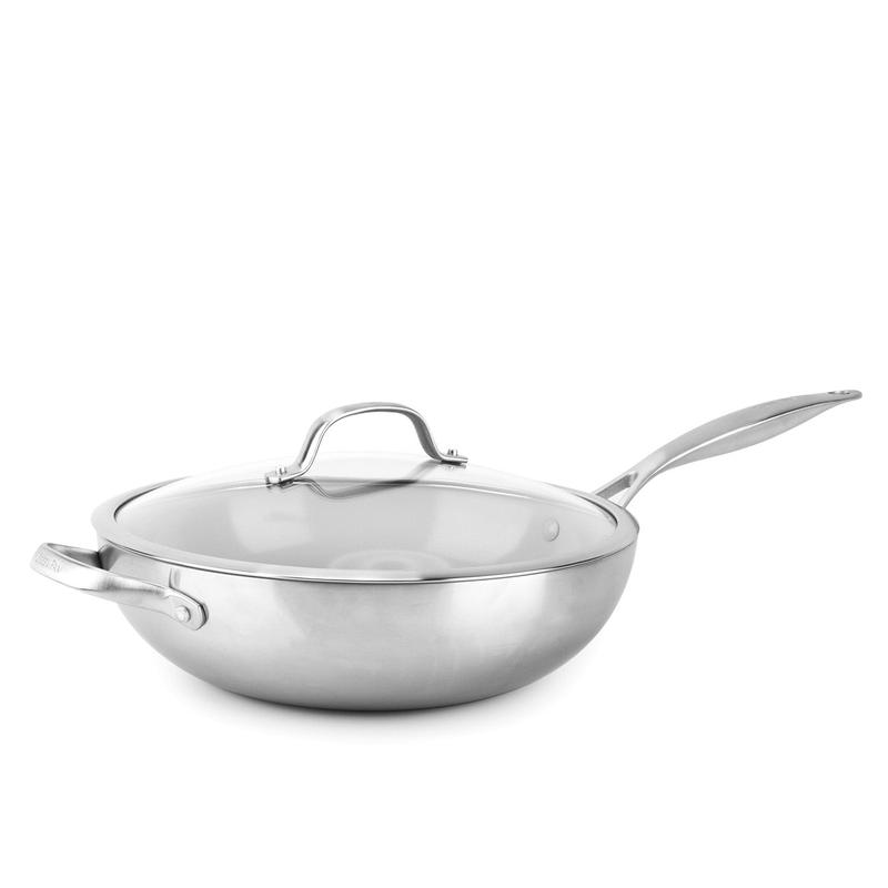 GreenPan Venice Pro 12" 5 Quart Covered Wok with Helper Handle