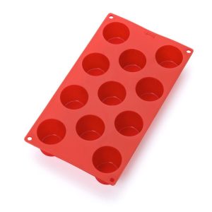 Lekue Silicone 11 Cavity Mini Muffin Baking Mold, Red