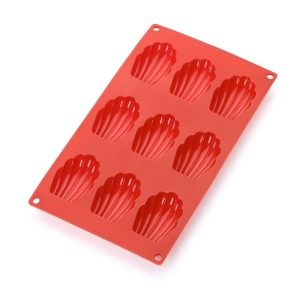 Lekue Silicone 9 Cavity Madeleine Baking Mold, Red