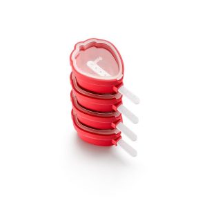 Lekue Strawberry Pop Mold, Set of 4, Red