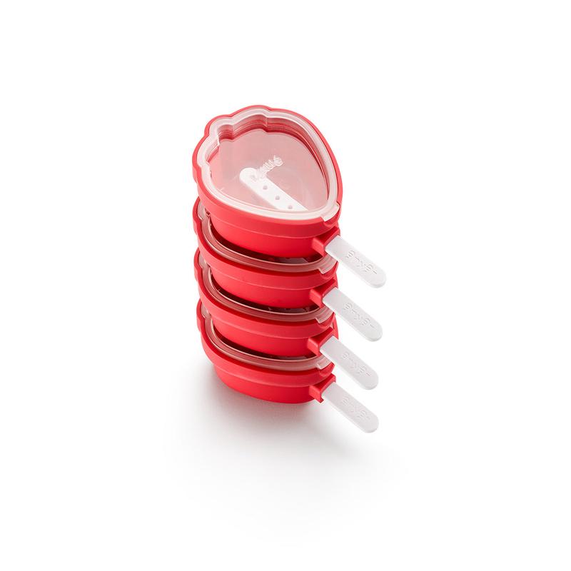 Lekue Strawberry Pop Mold, Set of 4, Red