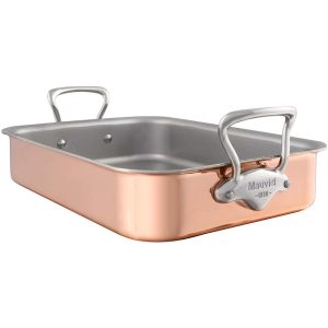 Mauviel M'150s Copper Tri-Ply Roasting Pan with Rack, 15.7 x 11.8-Inch