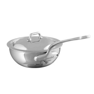 Mauviel M'Cook 1.1 qt. Stainless Steel Curved Splayed Saute Pan with Lid