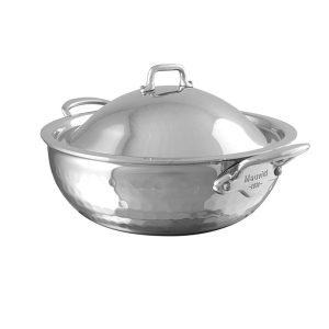 Mauviel M'elite 2.1 Quart Splayed Saute Pan & Lid, Cast Stainless Steel Handle