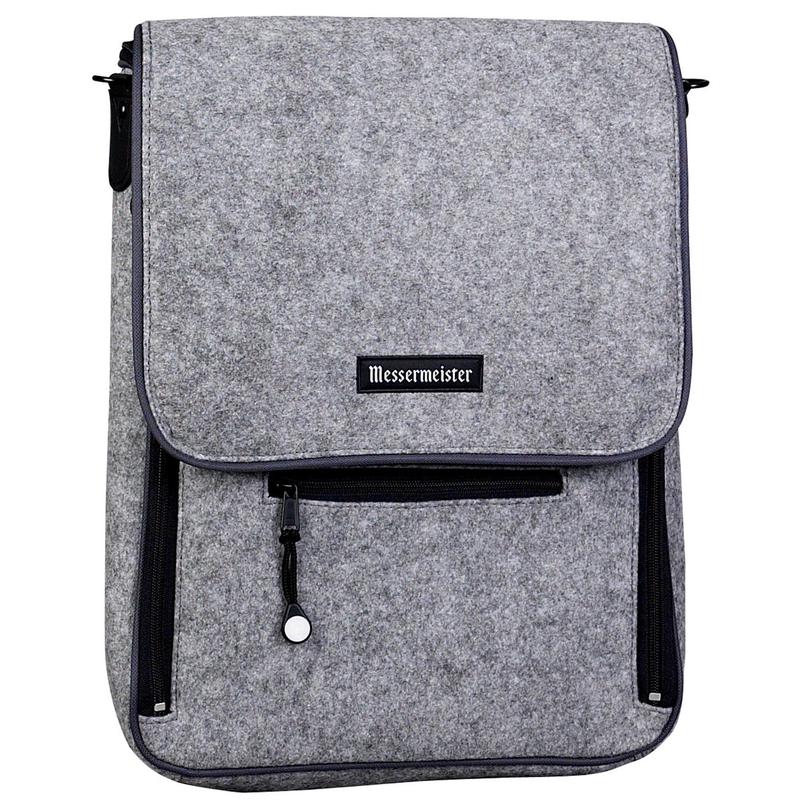 Messermeister 6 Pocket Felt Messenger Bag, Heather Gray