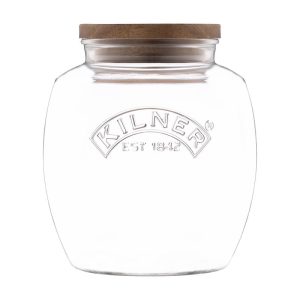 Kilner Universal Glass Storage Jar with Wooden Lid and Silicone Seal