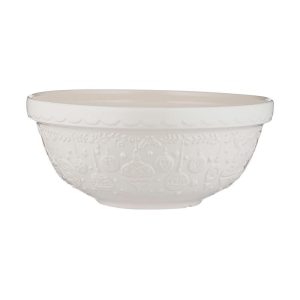 Mason Cash Deck The Halls Mixing Bowl  Size 18, 2.85 Quart Cream Holiday Stoneware