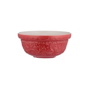 Mason Cash Deck The Halls Mixing Bowl  Size 30, 1.15 Quart Red Stoneware Holiday Bowl