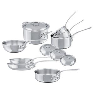 Mauviel M"Cook 12 Piece Cookware Set with Cast Stainless Handles, Stainless Steel