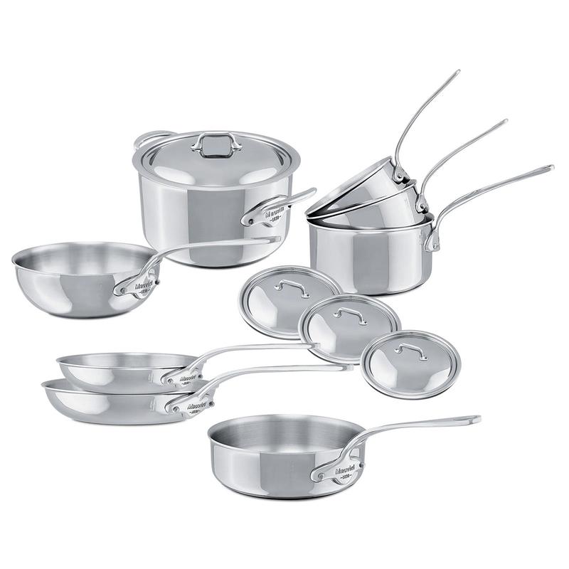 Mauviel M"Cook 12 Piece Cookware Set with Cast Stainless Handles, Stainless Steel