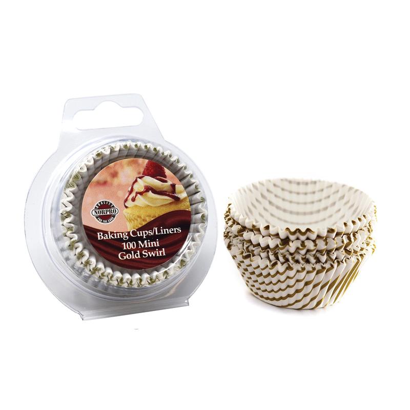 Norpro Muffin Cups with Gold Swirl  75-Pack Decorative Paper Liners