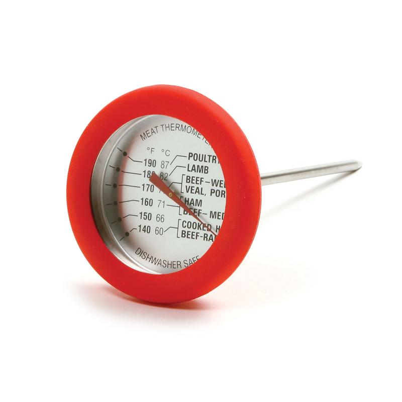 Norpro Soft Grip Silicone Meat Thermometer, Red, 1.75 Inch Dial