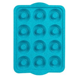 Trudeau Structure Silicone 12 Cavity Decorated Donut Pan, Tropical Granite