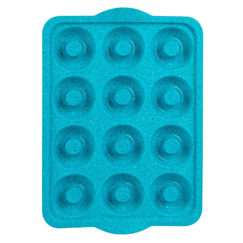 Trudeau Structure Silicone 12 Cavity Decorated Donut Pan, Tropical Granite