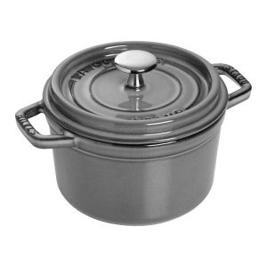 Staub Cast Iron 1.25-qt Round Cocotte, Graphite Grey