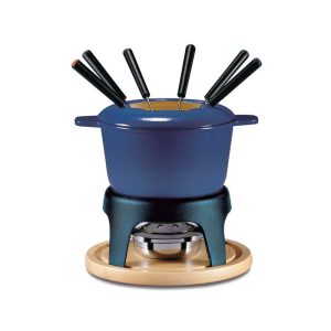 Swissmar Sierra 11 Piece Cast Iron Fondue Set, Deep Blue