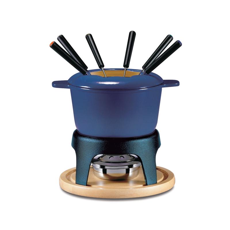 Swissmar Sierra 11 Piece Cast Iron Fondue Set, Deep Blue