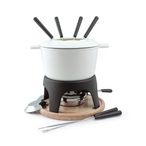Swissmar Sierra 11 Piece Cast Iron Fondue Set, Matte White