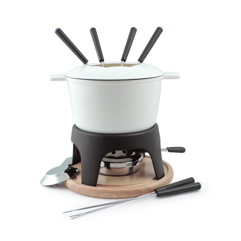 Swissmar Sierra 11 Piece Cast Iron Fondue Set, Matte White
