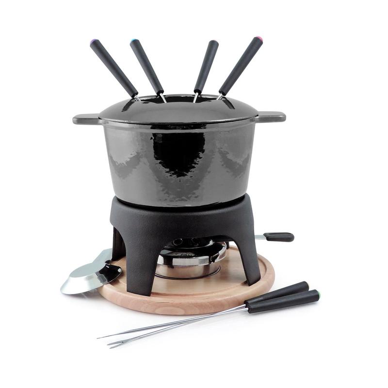 Swissmar Sierra 11 Piece Cast Iron Fondue Set, Metallic Black