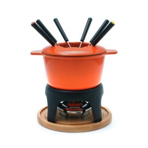 Swissmar Sierra 11 Piece Cast Iron Fondue Set, Orange