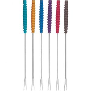 Trudeau Stainless Steel Fondue Forks With Silicone Handles, Set of 6