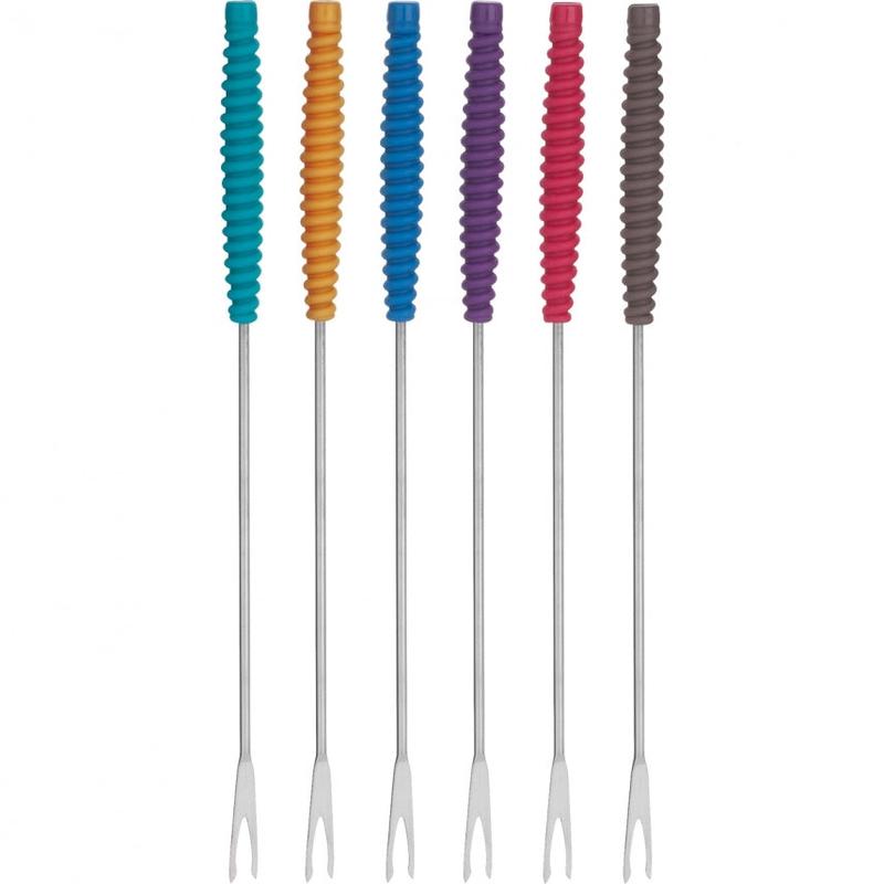Trudeau Stainless Steel Fondue Forks With Silicone Handles, Set of 6