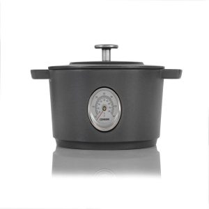 Combekk Railway Cast Iron 4.25 Quart Dutch Oven w/Thermometer, 9.5"