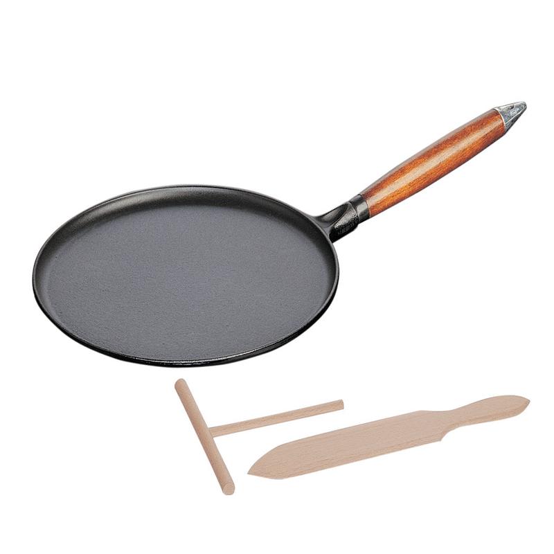 Staub 11" Crepe Pan with Spreader & Spatula, Matte Black