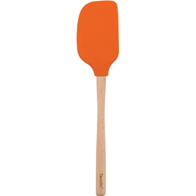 Tovolo Flex-Core Wood Handled Silicone Jumbo Spatula, Orange Peel