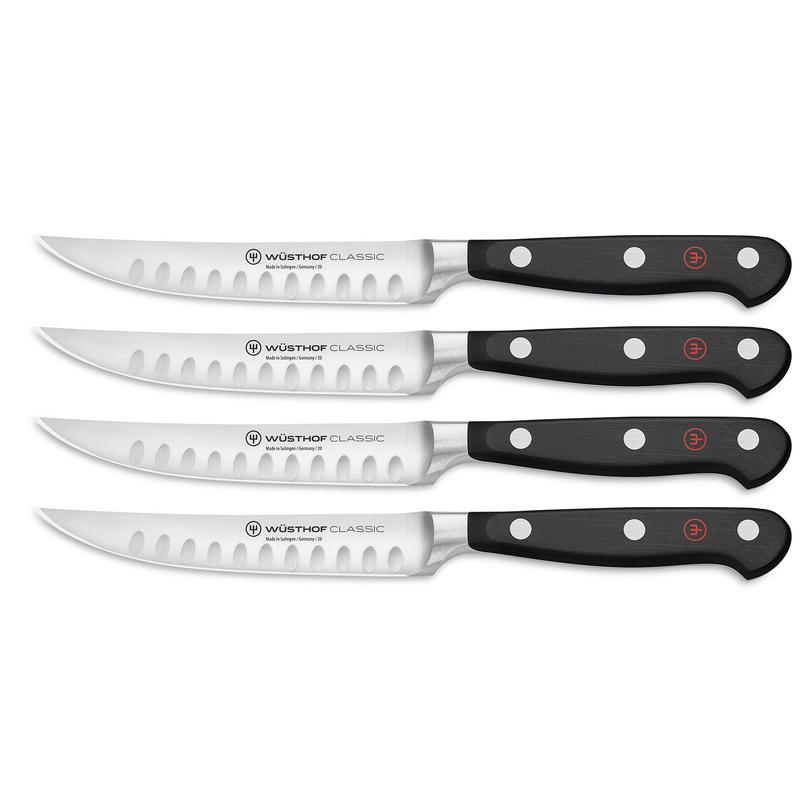 Wusthof Classic 4 Piece Steak Knife Set, Hollow Edge
