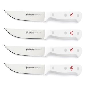 Wusthof Gourmet Four Piece Steak Knife Set, White Handles