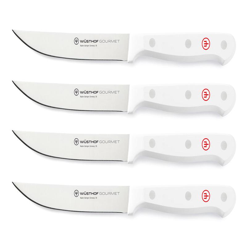 Wusthof Gourmet Four Piece Steak Knife Set, White Handles