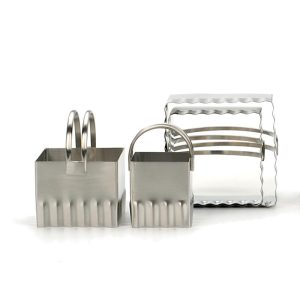 RSVP Endurance Stainless Steel Square Biscuit Cutters, Rippled, set of 4
