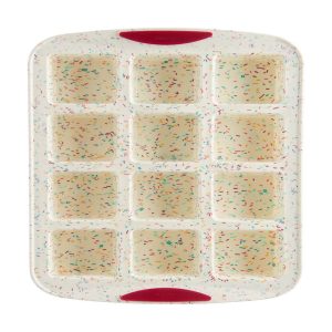 Trudeau Structure Silicone 12 Cavity Mini Brownie Pan, Confetti/Fuchsia