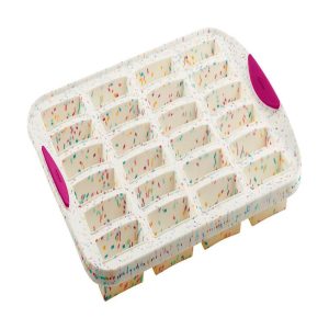 Trudeau Structure Silicone 24 Cavity Bar Cake Pan, Confetti/Fuchsia