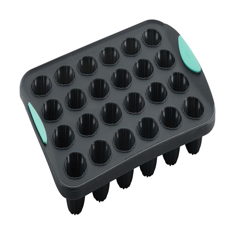 Trudeau Structure Silicone 24 Cavity Mini Cupcake Pan, Gray/Pink