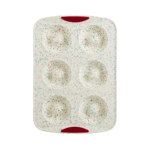 Trudeau Structure Silicone 6 Cavity Donut Pan, Confetti/Fuchsia