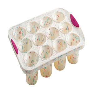 Trudeau Structure Silicone Confetti Fuchsia 12 Cavity Muffin Pan