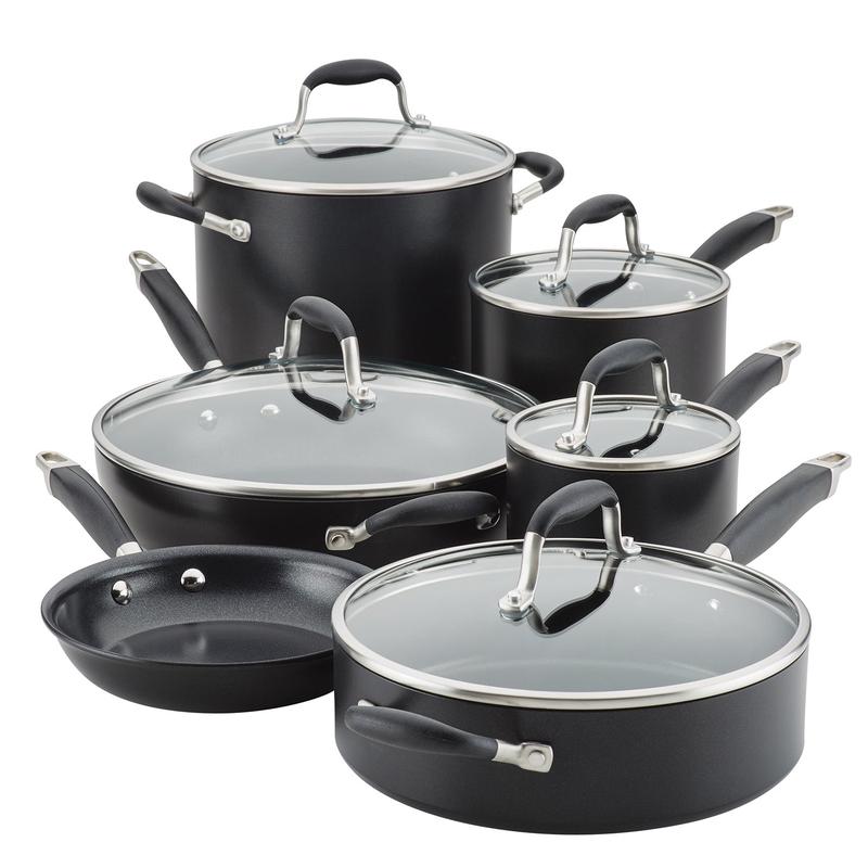 Anolon Advanced Home Hard-Anodized Nonstick Cookware Set, 11-Piece, Onyx