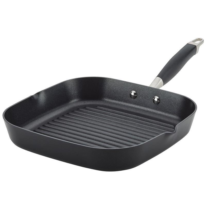 Anolon Advanced Home Hard-Anodized Nonstick Deep Square Grill Pan, 11-Inch, Onyx