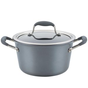 Anolon Advanced Home Hard-Anodized Nonstick Saucepot with Lid, 4.5-Quart, Moonstone